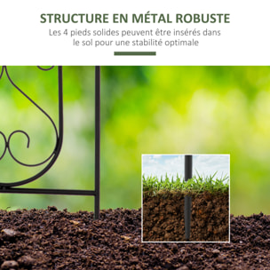 Étagère de pots de fleurs plantes en métal style fer forgé - support de plantes pliable métal à planter - 5 pots fleurs inclus