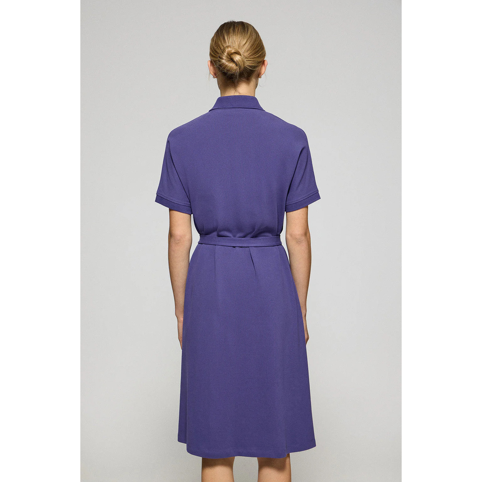 Vestito viola azzurrino abbottonato con ricamo PC