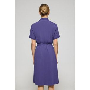 Vestito viola azzurrino abbottonato con ricamo PC