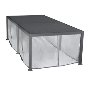 Kit de rideaux, moustiquaires et de rails pour pergola bioclimatique "Evora" 6 x 3,6m Graphite