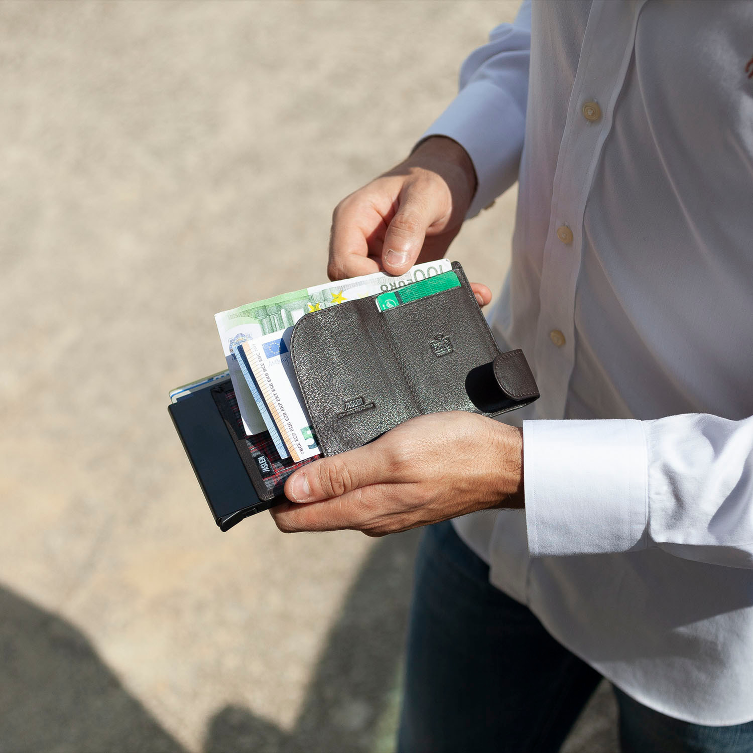 Cartera Tarjetero Hombre Billetera Piel Fina, Cómoda Y Ligera Para Tarjetas De Crédito. Carcasa Metálica Con Capacidad Para 7 Tarjetas Fundas Capa Protección Rfid