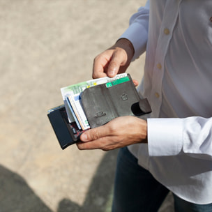 Cartera Tarjetero Hombre Billetera Piel Fina, Cómoda Y Ligera Para Tarjetas De Crédito. Carcasa Metálica Con Capacidad Para 7 Tarjetas Fundas Capa Protección Rfid