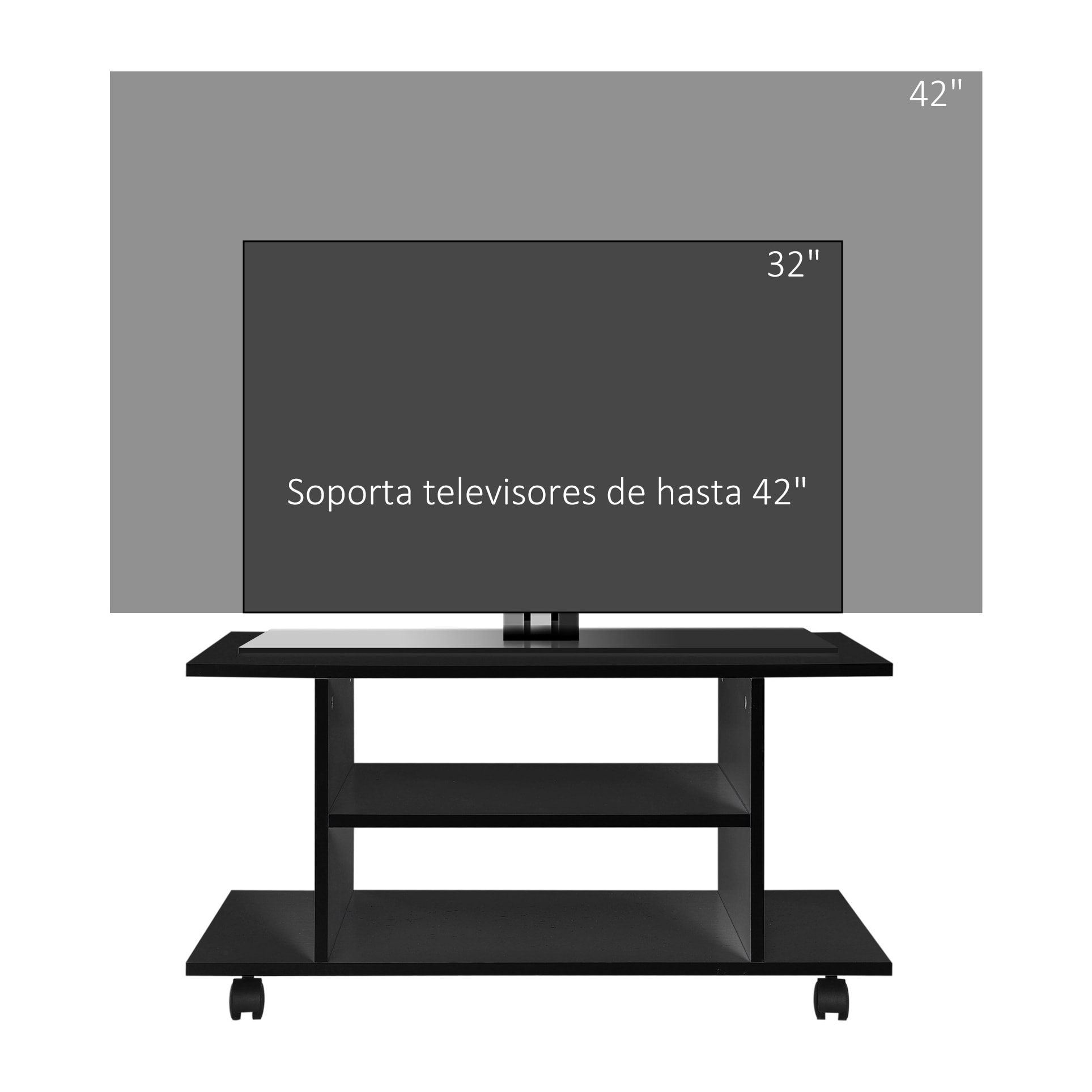 Mesa para TV con Bloqueo de Madera 80x40x40 cm Negro