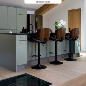 Chaise de bar réglable 63/84 cm en cuir synthétique noir - Baudoin