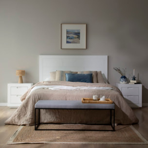 Table de chevet Sisal -bois massif et panneau de mdf-couleur laqué blanc mat 52 x 55 x 37 cm