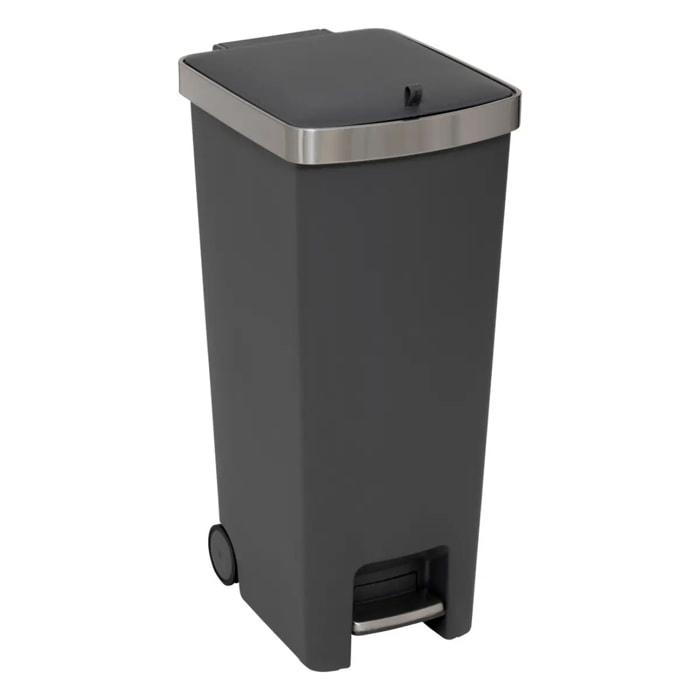 Poubelle slim à pédale 45L gris