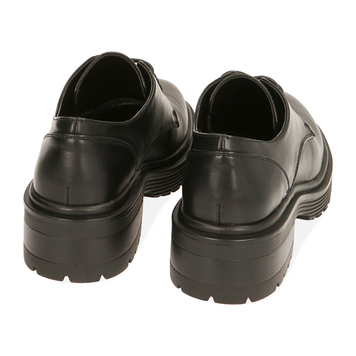 Zapatos de cordones negros, tacón 4,5 cm