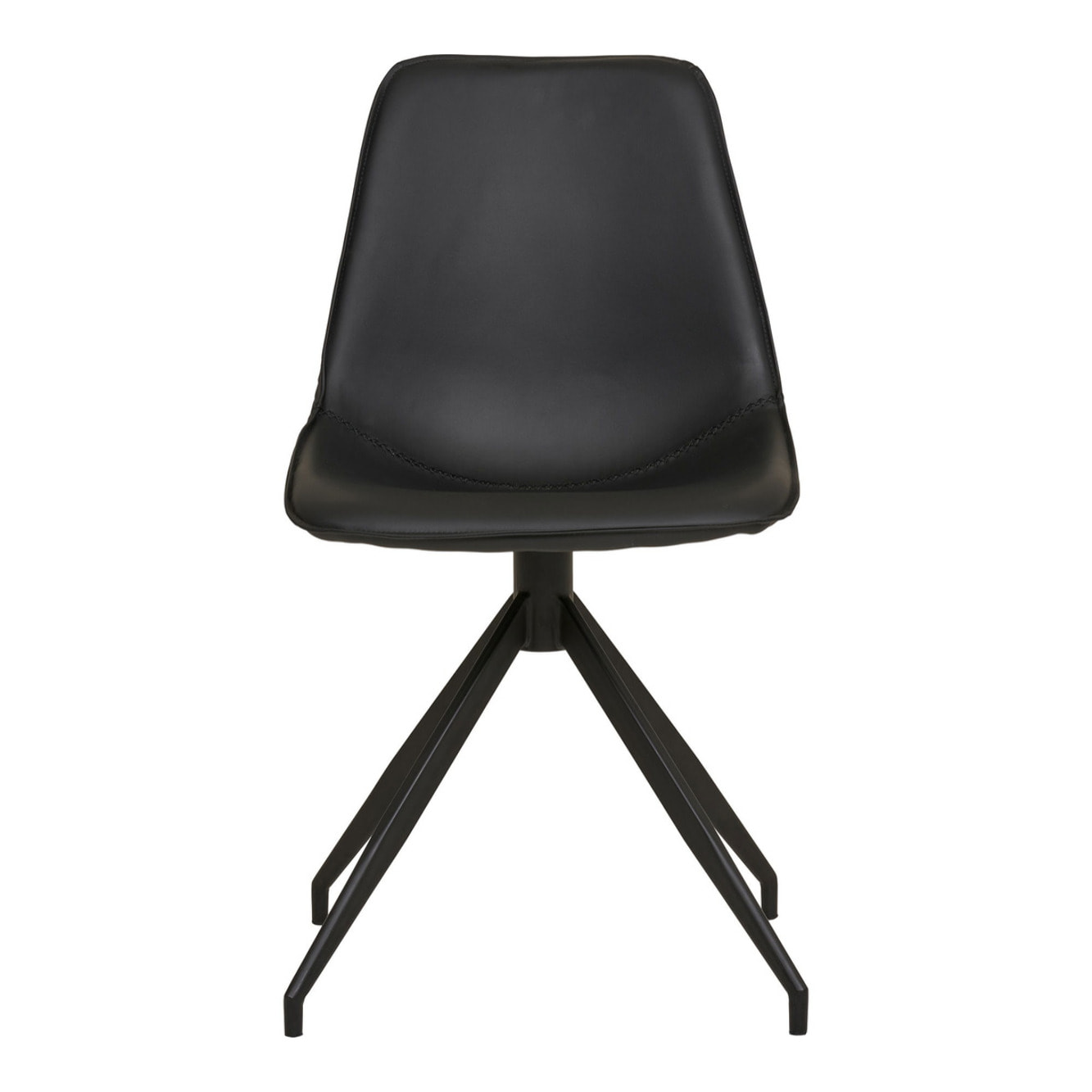 Set 2 sedie da pranzo girevoli Monaco in ecopelle nera con gambe nere