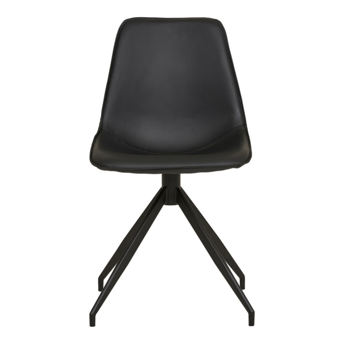 Set 2 sedie da pranzo girevoli Monaco in ecopelle nera con gambe nere