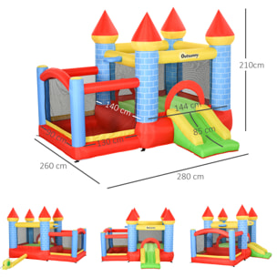 Castillo Hinchable con Tobogán y Cama de Salto para Niños 300x275x210 cm