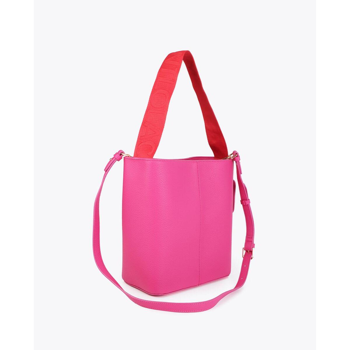 Shopper con manico in nylon a contrasto