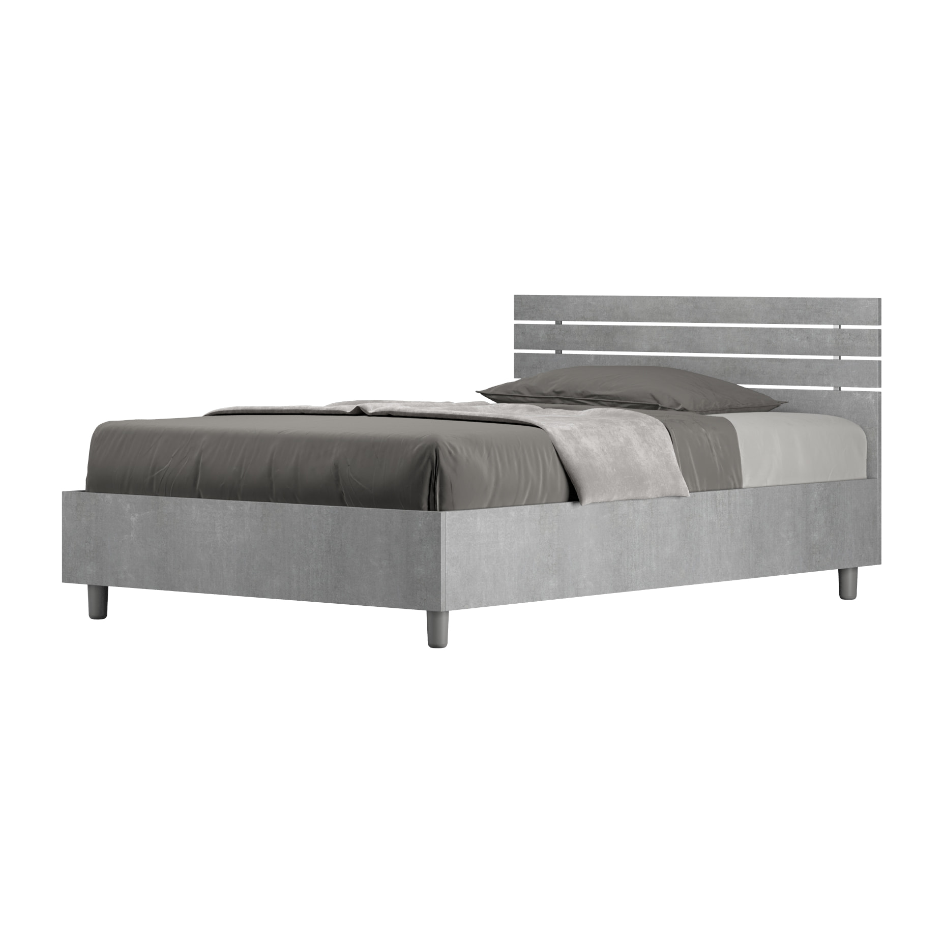 Cama sin somier 120x190 con cabecera recta de listones cemento Ankel