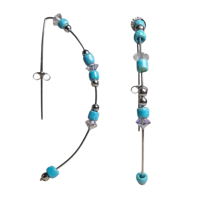 Pendiente tipo aro en plata 925 azul y cristal Sw irisado_ Plata Úncia