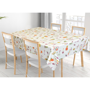 Tovaglia Cucina In 100% Cotone Made In Italy Disegno Ortaggi 140x240