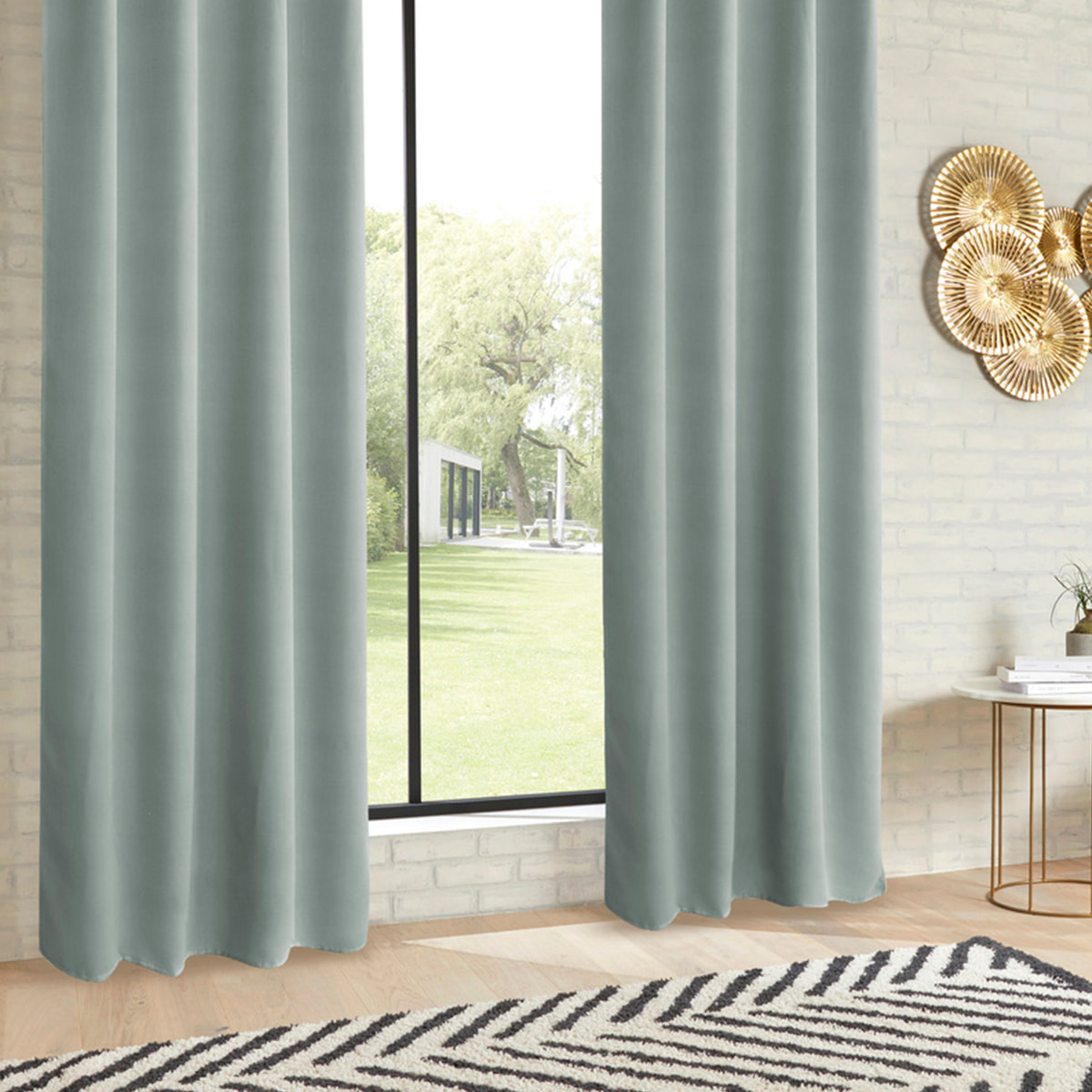 Rideau occultant "Odelie" vert céladon 140x260cm