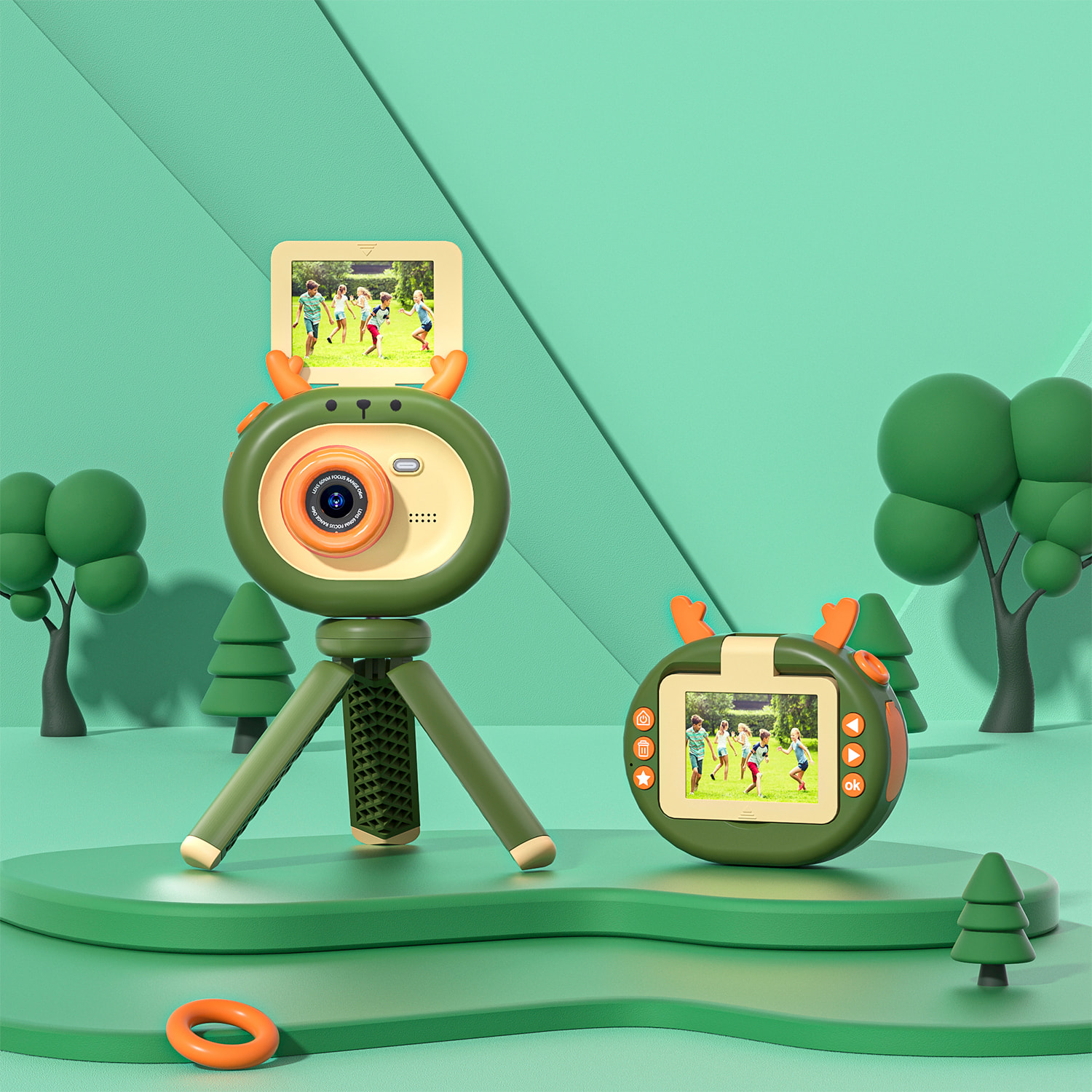 Foto digitale da 40mpx e videocamera FHD per bambini. Schermo pieghevole da 2 pollici. Include treppiede con funzione di presa.
