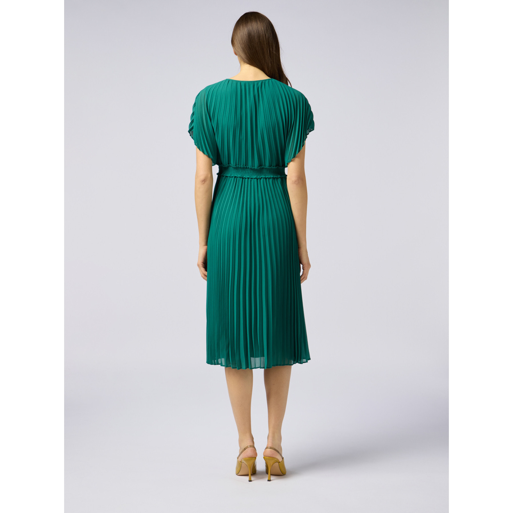 Oltre - Vestido largo de georgette plisado - Verde