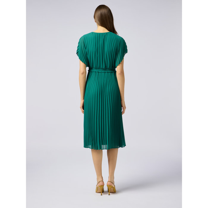 Oltre - Vestido largo de georgette plisado - Verde