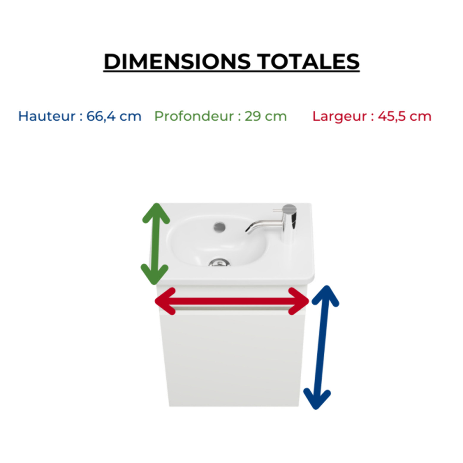 Pack meuble suspendu lave-mains Joline blanc mat + Robinet lave-mains eau froide Duravit Wave Inox brossé