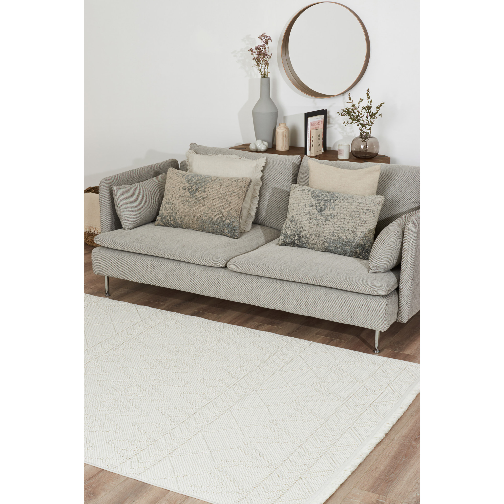 Bali - tapis moderne aztèque, crème