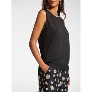 Elena Mirò - Parte superior con bordes acanalados - Negro