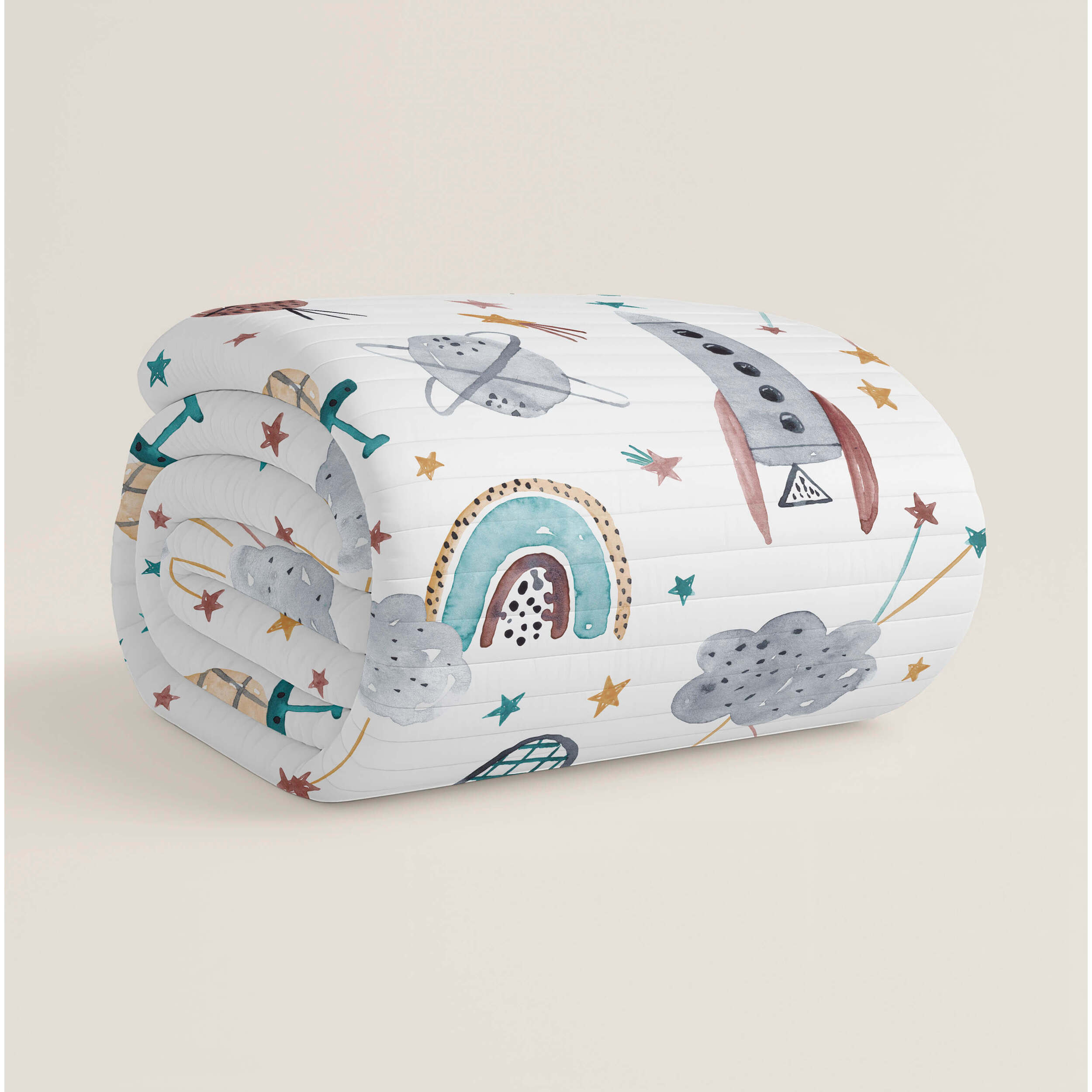 Colcha Bouti Estampada - 2 Piezas - 100% Poliéster - Microfibra - Infantil - 70 gr/m² - Rocket