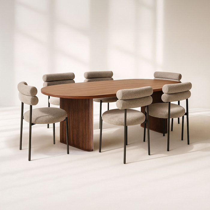 Ensemble table ovale et 6 chaises marron