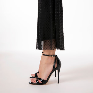 Sandalias negras con tacón de 11,5 cm