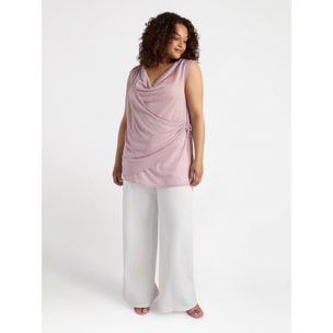 Fiorella Rubino - Top de lúrex con drapeados - Rosa cipria