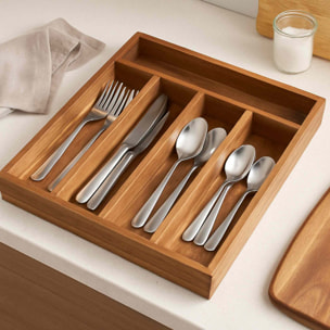 Bandeja para cubiertos de madera de acacia extensible organizador elegante y funcional