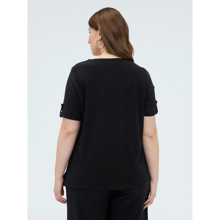 Fiorella Rubino - Camiseta de jersey con drapeado - Negro