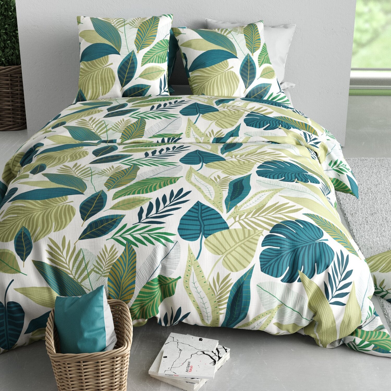 Parure housse de couette imprimé 100% coton - tropicalia