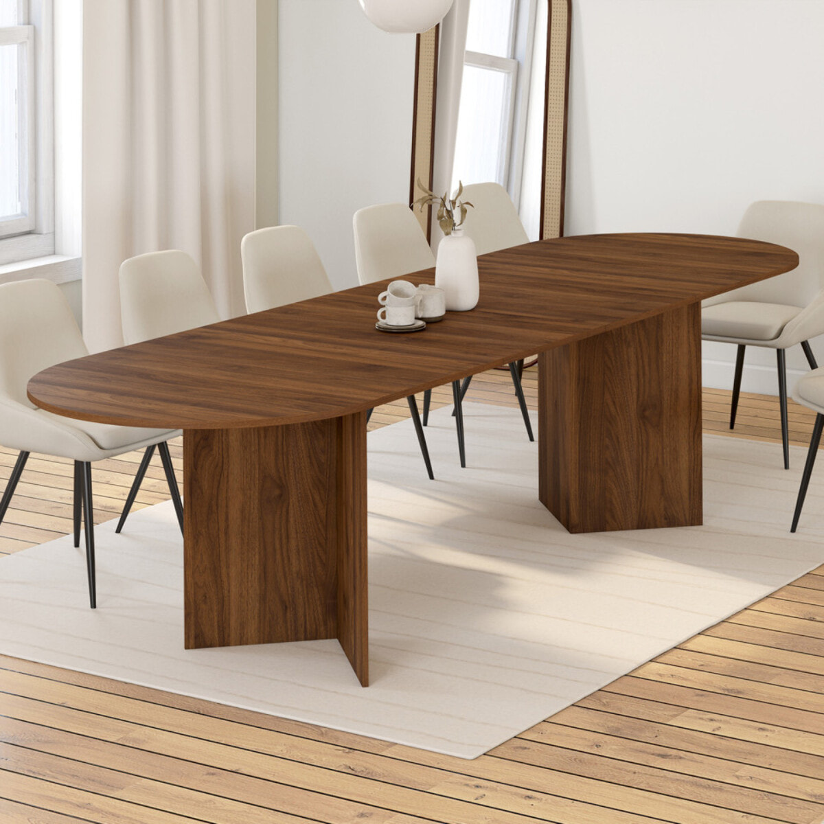 Table à manger extensible Gabin 200-300cm effet noyer