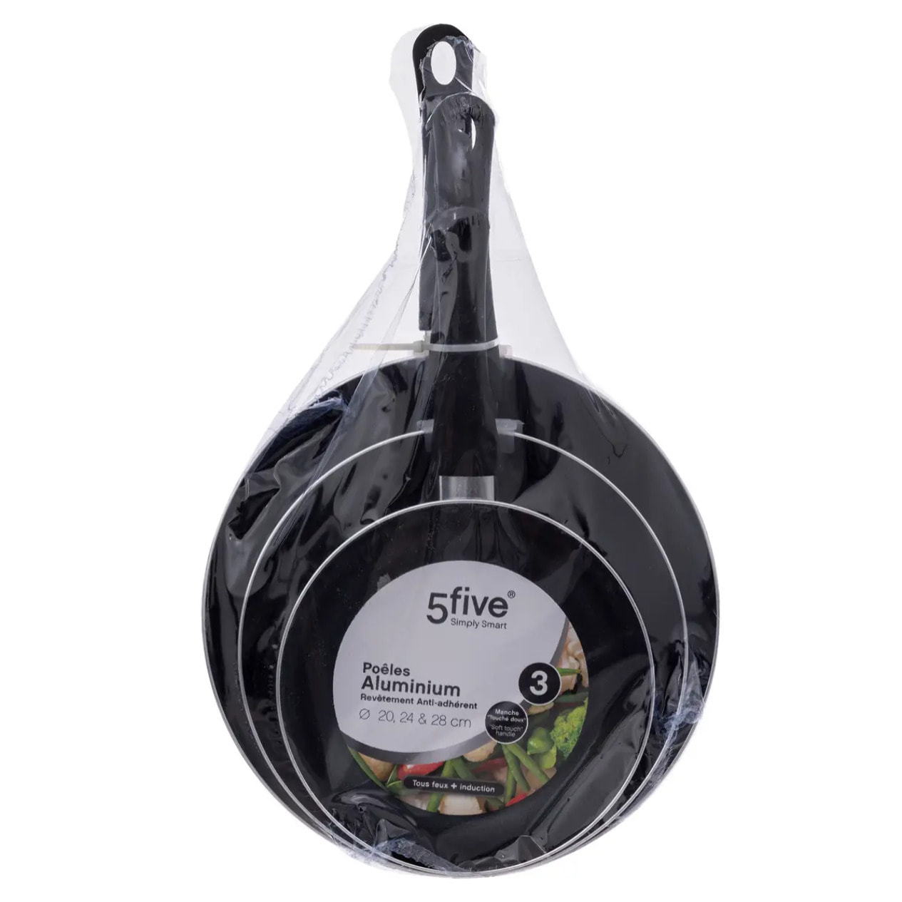 3 poêles Aluminium 20/24/28 cm