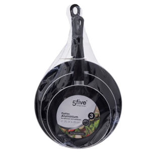 3 poêles Aluminium 20/24/28 cm