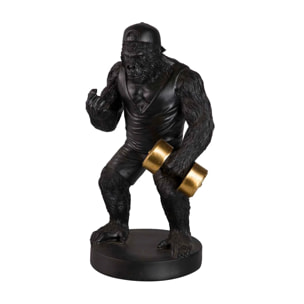 Figura Kingkong Pesas Resina Negra 16x13x27 Cm