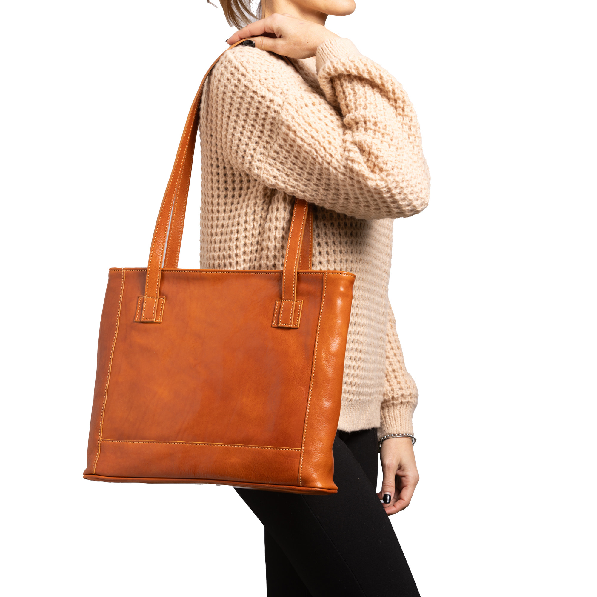 Borsa a spalla  da donna In Vera pelle Made in Italy 30x37x8 cm