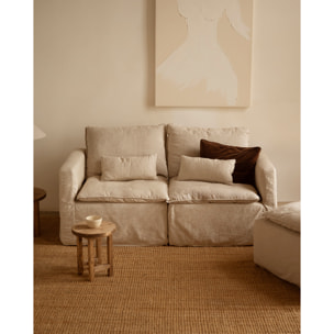 Módulo de algodón y lino con reposabrazos derecho desenfundable tono beige de 97x96cm Alto: 99 Largo: 97 Ancho: 96