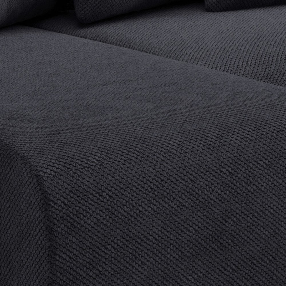 GLORIA - Canapé d'angle droit convertible 4 places en tissu noir