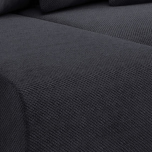 GLORIA - Canapé d'angle droit convertible 4 places en tissu noir