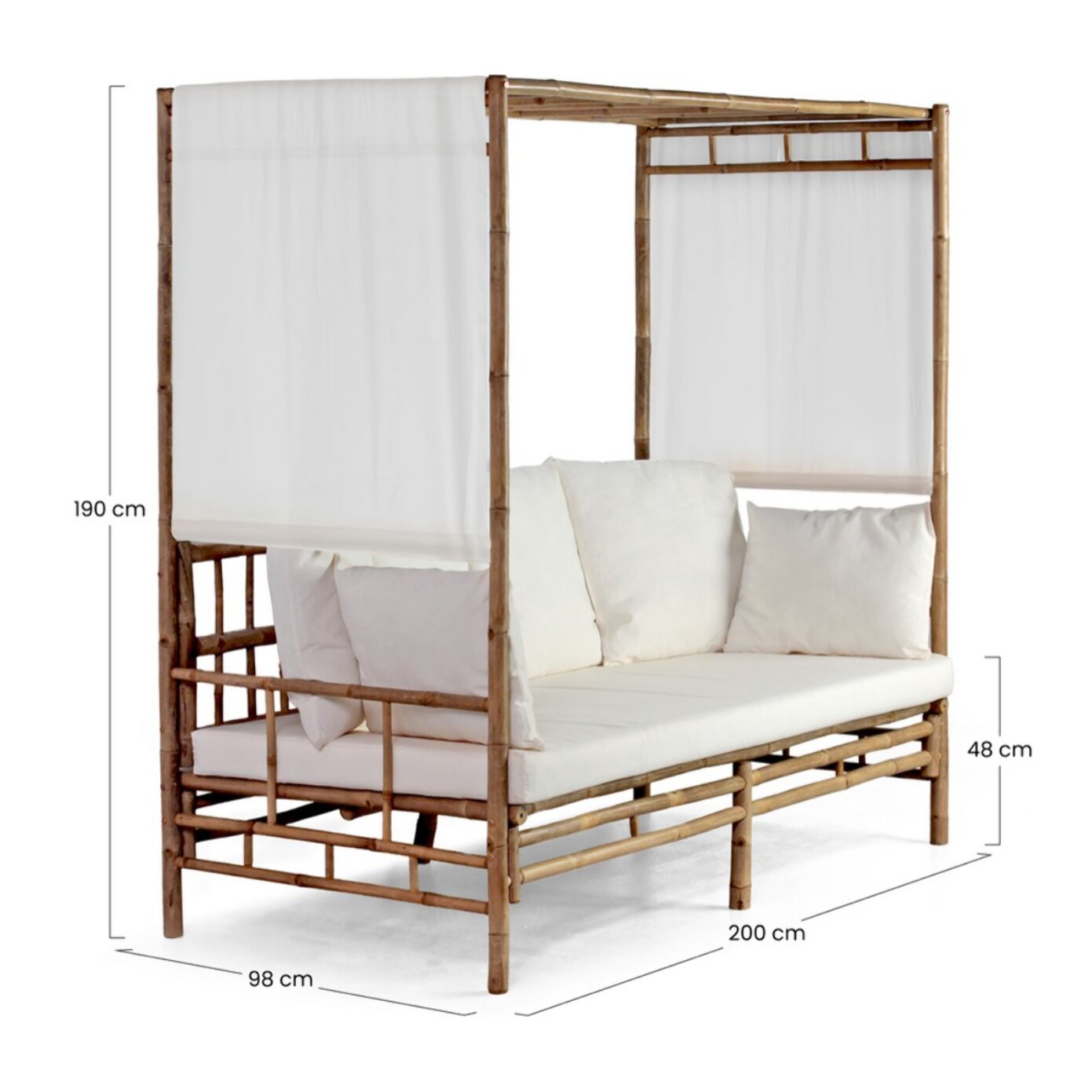 Letto a baldacchino da esterno 200x190h in bambù