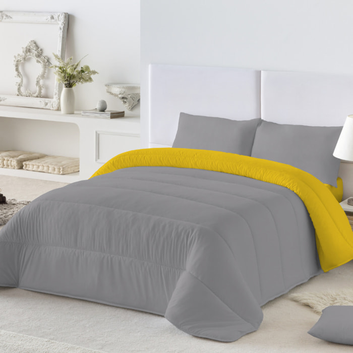 Edredón Nórdico Bicolor - 100% Poliéster Microfibra - 300 gr/m² con Tacto Pluma - Mostaza/Gris L.807