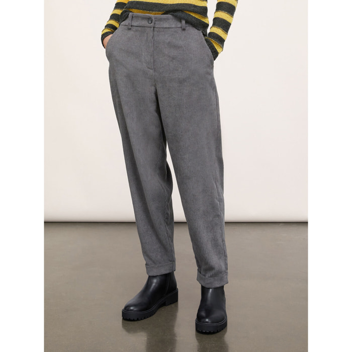 Motivi - Pantalón chinos de tejido de pana - Gris