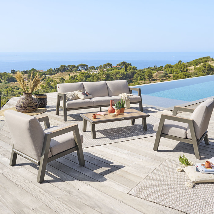 Salon de jardin "Axiome" 5 places beige et praline