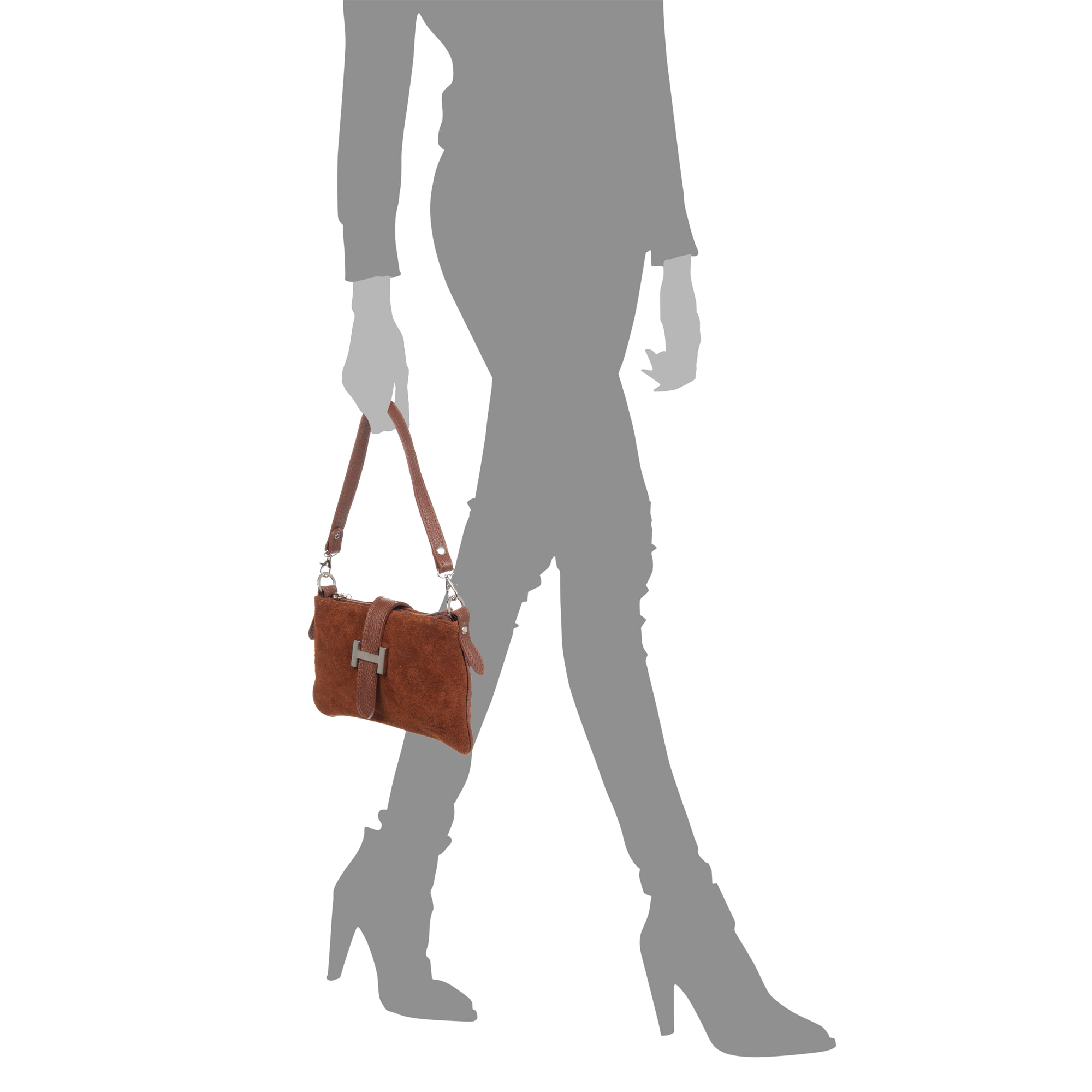 Allerona Bolso de mano Mujer. Piel auténtica Gamuza Dollaro.