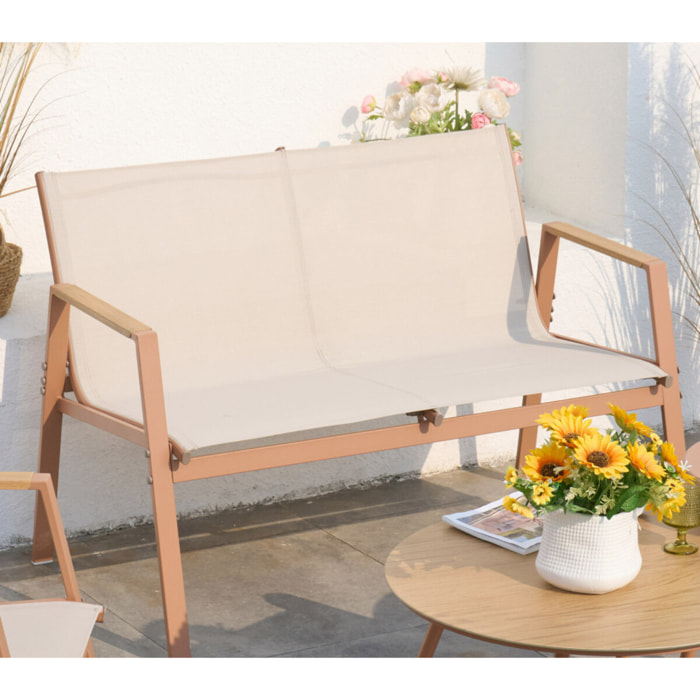 Salon de jardin - 4 places - bois et lin - SYDNEY