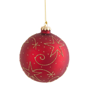 Sfera con Stelle - Pezzi 4 - Colore Rosso - 10x10Hx10cm - Bianchi Dino