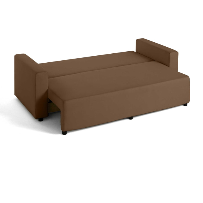 Regala - canapé 3 places - convertible avec coffre - en tissu - Marron