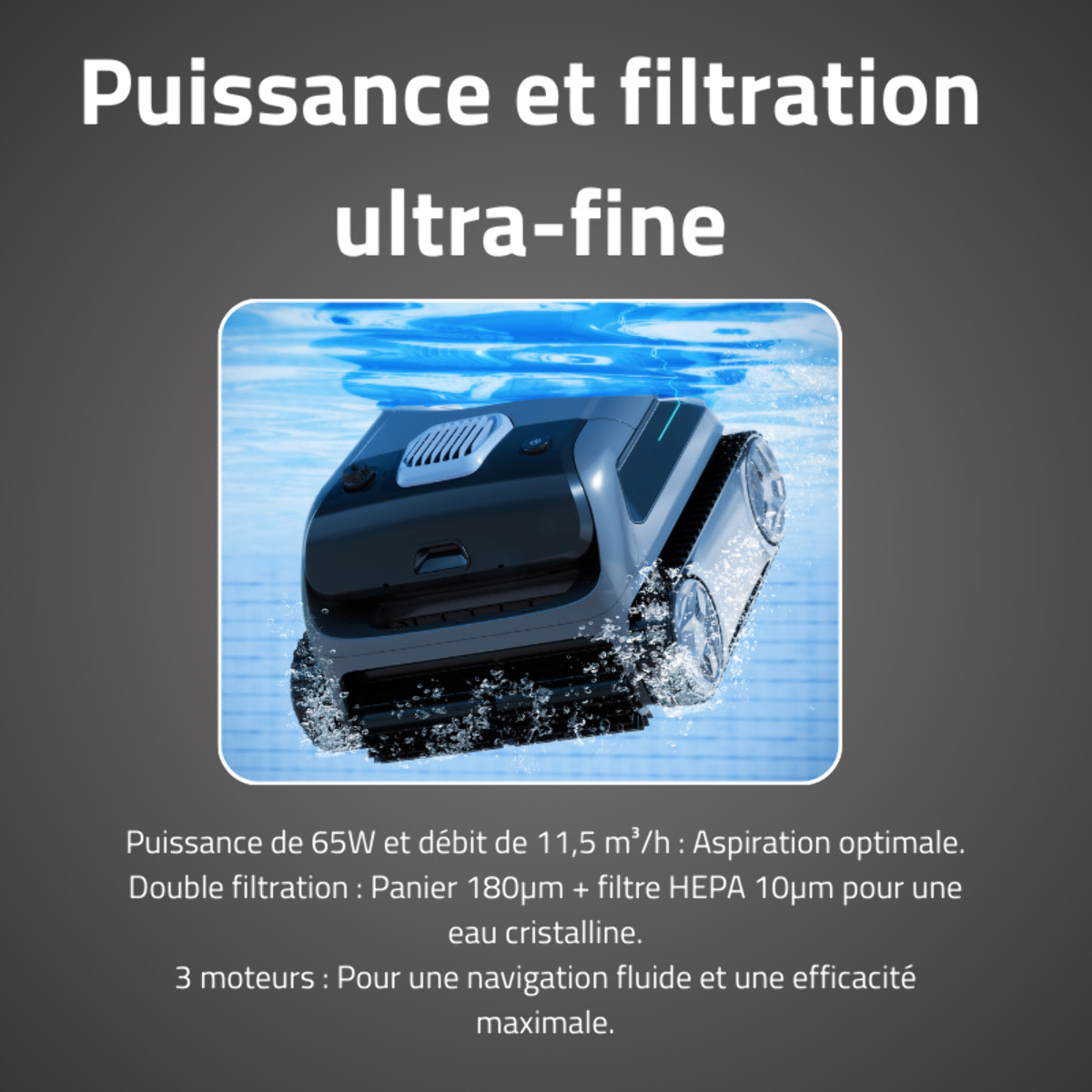 Bestway Robot piscine sans fil Orion nettoyage fond, parois, ligne d'eau 200m² max