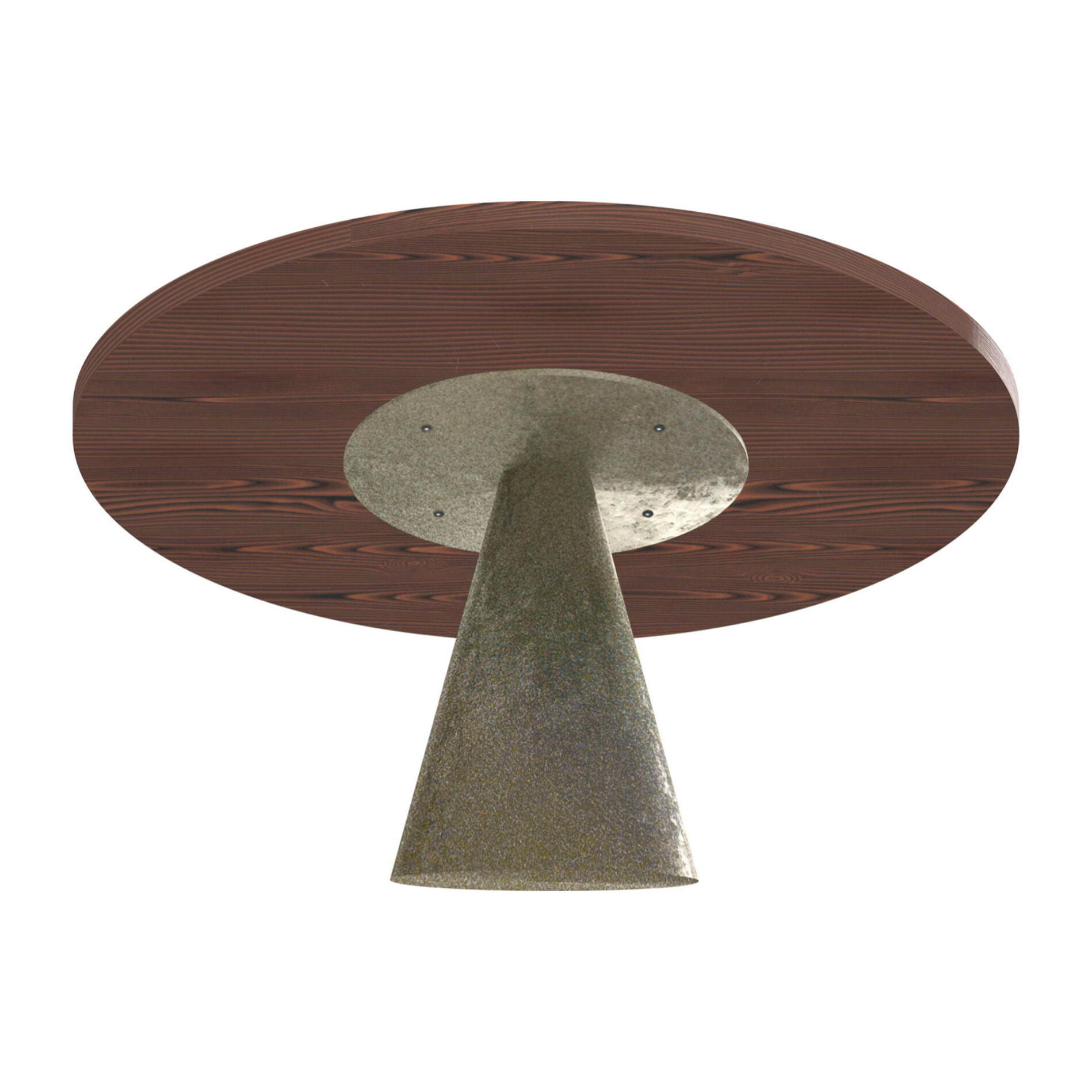 Artù Brass - Tavolo da pranzo rotondo Ø 120 cm in legno laminato con base a cono in metallo, top legno scuro